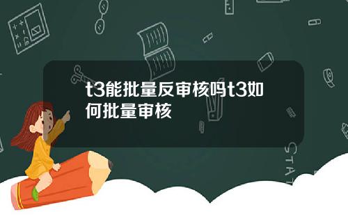 t3能批量反审核吗t3如何批量审核