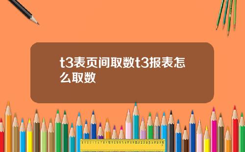 t3表页间取数t3报表怎么取数