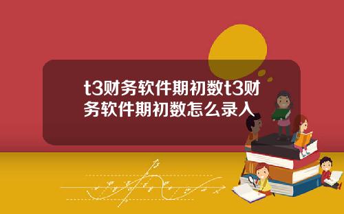 t3财务软件期初数t3财务软件期初数怎么录入