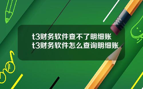 t3财务软件查不了明细账t3财务软件怎么查询明细账