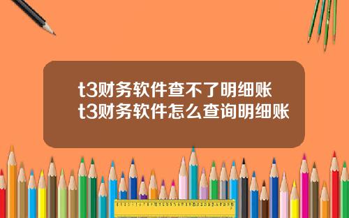 t3财务软件查不了明细账t3财务软件怎么查询明细账