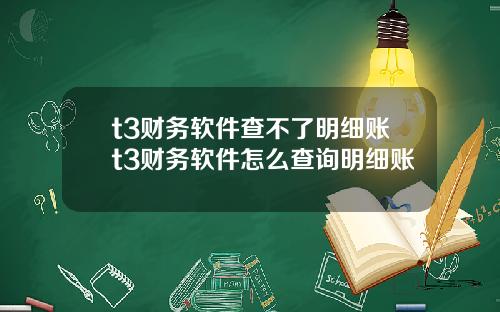 t3财务软件查不了明细账t3财务软件怎么查询明细账