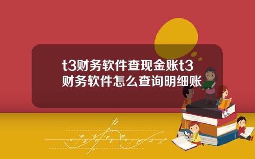 t3财务软件查现金账t3财务软件怎么查询明细账