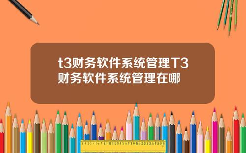 t3财务软件系统管理T3财务软件系统管理在哪