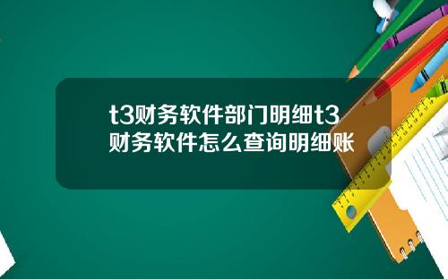 t3财务软件部门明细t3财务软件怎么查询明细账