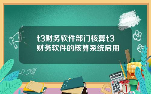 t3财务软件部门核算t3财务软件的核算系统启用