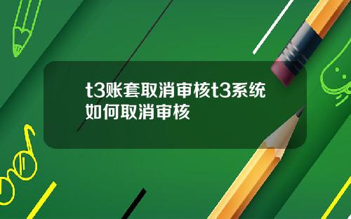 t3账套取消审核t3系统如何取消审核