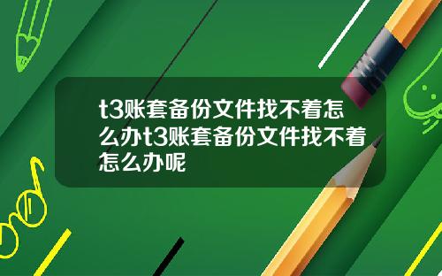 t3账套备份文件找不着怎么办t3账套备份文件找不着怎么办呢