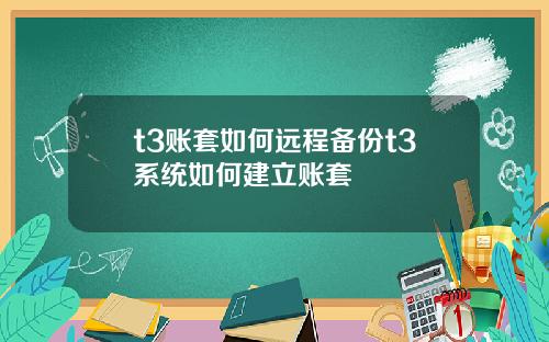 t3账套如何远程备份t3系统如何建立账套