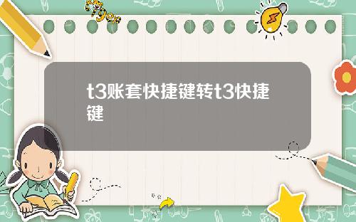 t3账套快捷键转t3快捷键