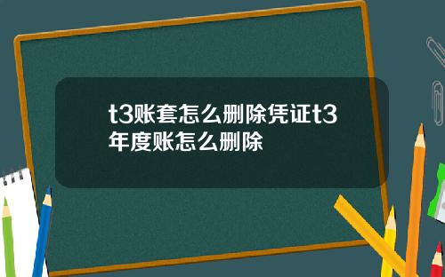 t3账套怎么删除凭证t3年度账怎么删除