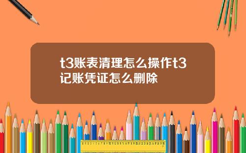 t3账表清理怎么操作t3记账凭证怎么删除