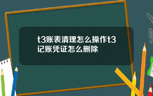 t3账表清理怎么操作t3记账凭证怎么删除