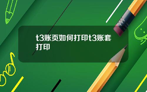 t3账页如何打印t3账套打印
