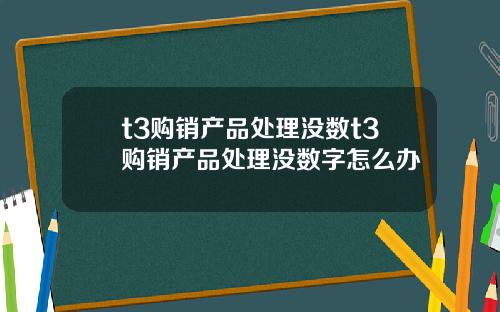t3购销产品处理没数t3购销产品处理没数字怎么办