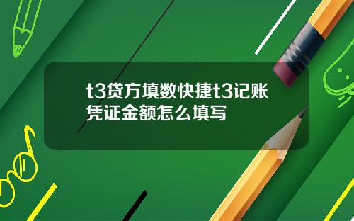 t3贷方填数快捷t3记账凭证金额怎么填写