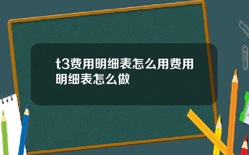 t3费用明细表怎么用费用明细表怎么做