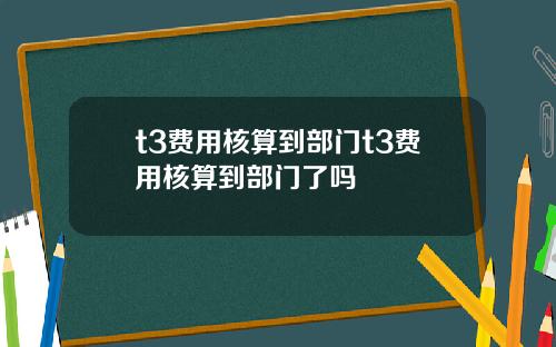 t3费用核算到部门t3费用核算到部门了吗