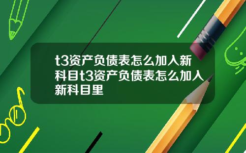 t3资产负债表怎么加入新科目t3资产负债表怎么加入新科目里