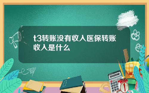 t3转账没有收入医保转账收入是什么