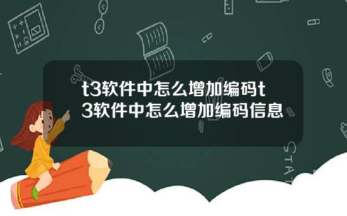 t3软件中怎么增加编码t3软件中怎么增加编码信息
