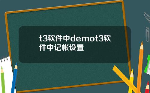 t3软件中demot3软件中记帐设置