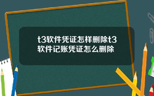t3软件凭证怎样删除t3软件记账凭证怎么删除