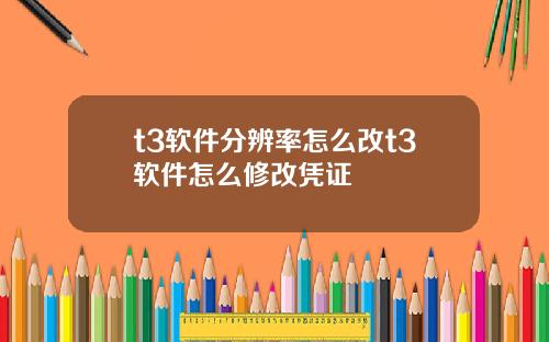 t3软件分辨率怎么改t3软件怎么修改凭证