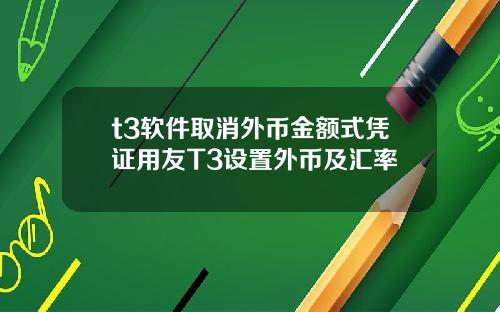t3软件取消外币金额式凭证用友T3设置外币及汇率