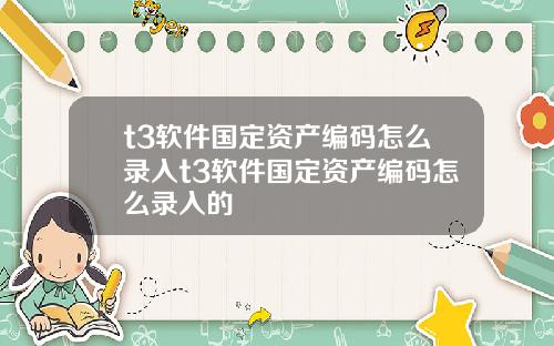 t3软件国定资产编码怎么录入t3软件国定资产编码怎么录入的
