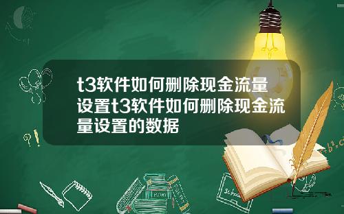 t3软件如何删除现金流量设置t3软件如何删除现金流量设置的数据