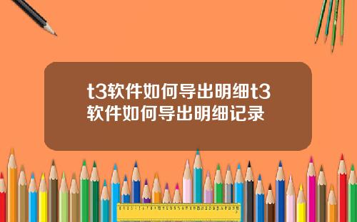 t3软件如何导出明细t3软件如何导出明细记录