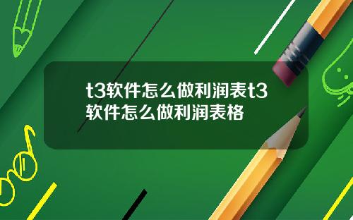 t3软件怎么做利润表t3软件怎么做利润表格