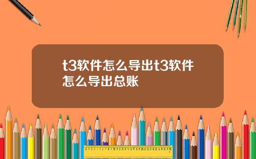 t3软件怎么导出t3软件怎么导出总账