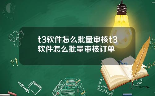 t3软件怎么批量审核t3软件怎么批量审核订单
