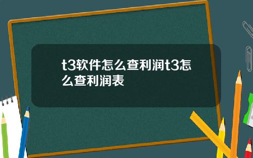 t3软件怎么查利润t3怎么查利润表