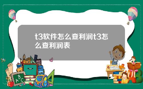 t3软件怎么查利润t3怎么查利润表