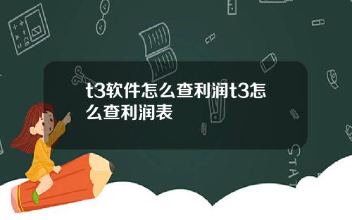 t3软件怎么查利润t3怎么查利润表