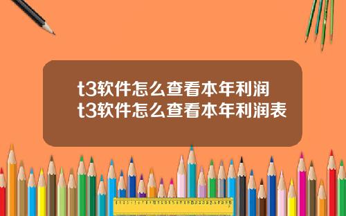 t3软件怎么查看本年利润t3软件怎么查看本年利润表