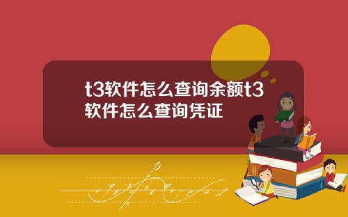 t3软件怎么查询余额t3软件怎么查询凭证