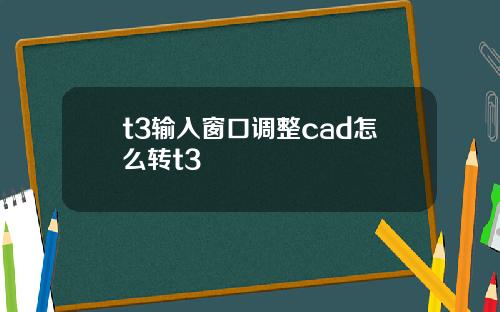 t3输入窗口调整cad怎么转t3