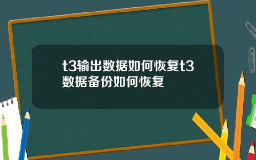 t3输出数据如何恢复t3数据备份如何恢复