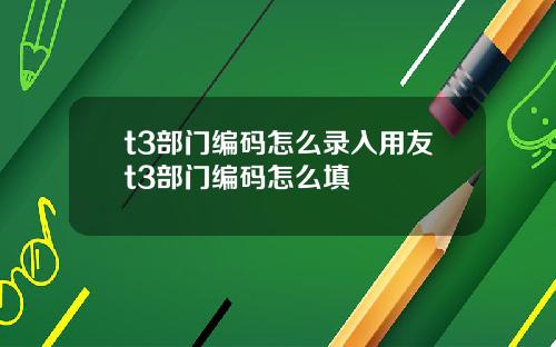 t3部门编码怎么录入用友t3部门编码怎么填