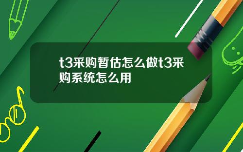 t3采购暂估怎么做t3采购系统怎么用