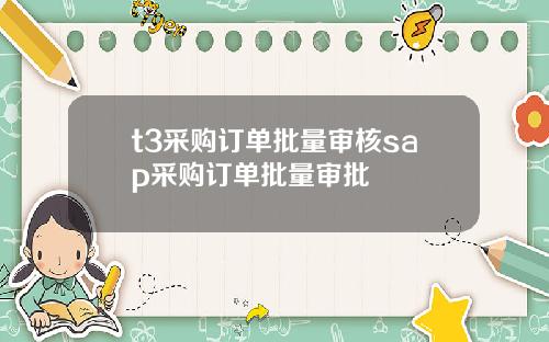 t3采购订单批量审核sap采购订单批量审批