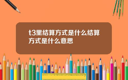t3里结算方式是什么结算方式是什么意思