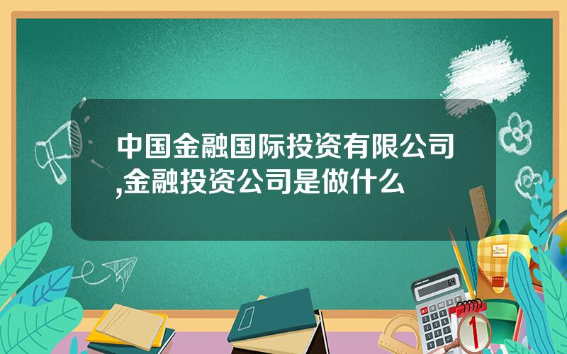 中国金融国际投资有限公司,金融投资公司是做什么