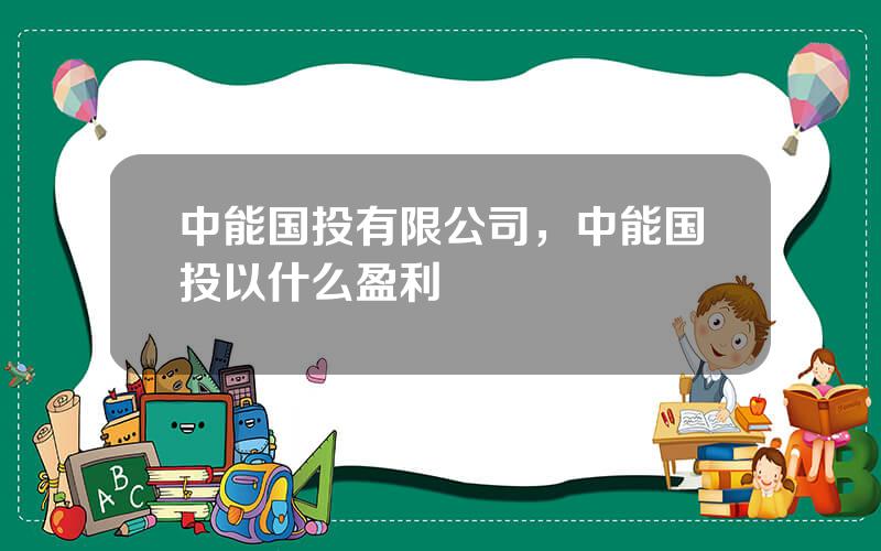 中能国投有限公司，中能国投以什么盈利