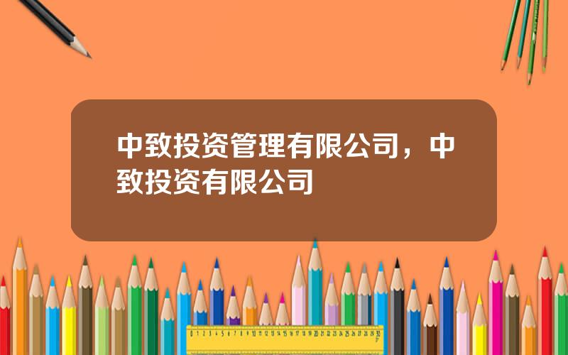 中致投资管理有限公司，中致投资有限公司