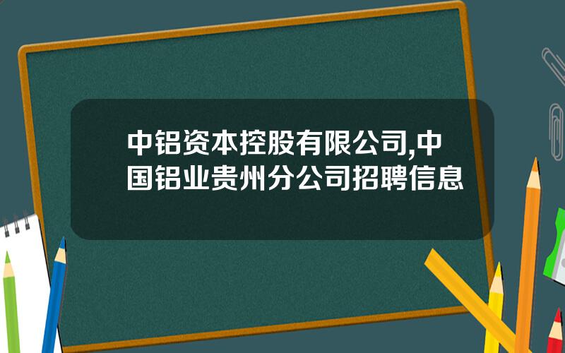 中铝资本控股有限公司,中国铝业贵州分公司招聘信息